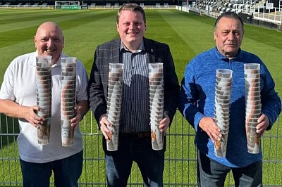 Supporters Club Officials Norman Dale & Tony Cairns join Football Club MD Ian Geldard at the Launch.
